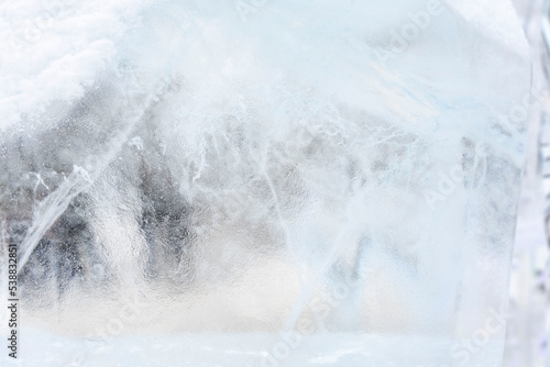 cold winter background with icy frozen texture