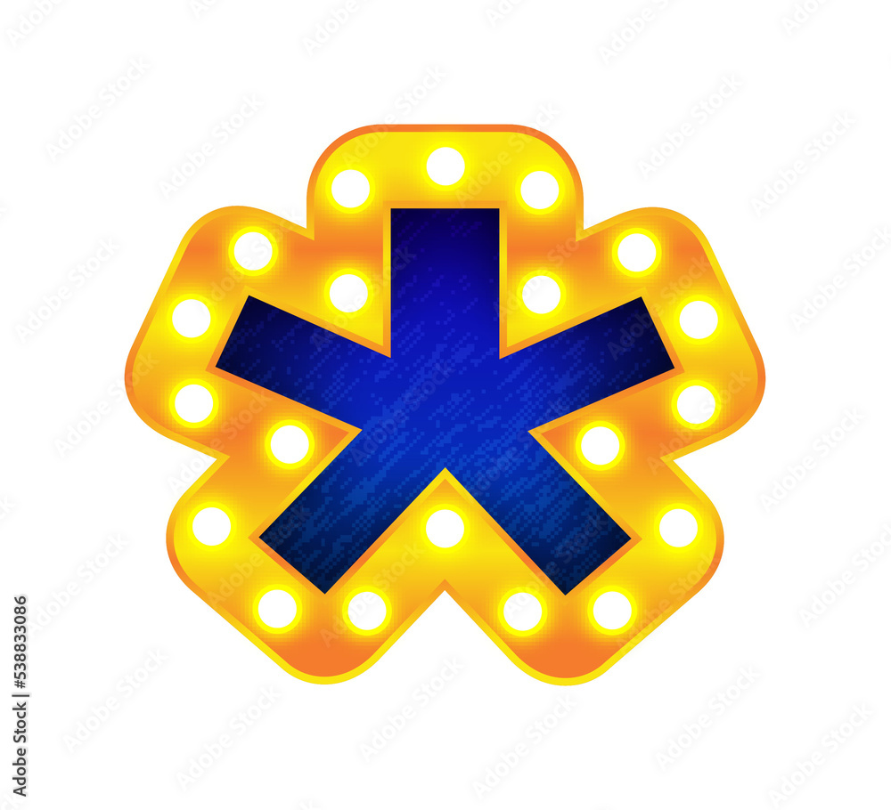 Obraz premium star retro cinema light bulb sign alphabet