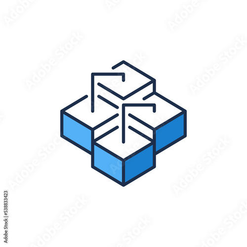 Geometric Blockchain Cryptocurrency Technology vector concept blue icon