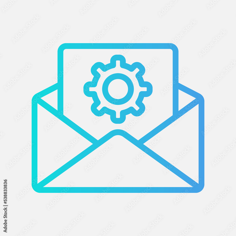 Settings icon in gradient style about email, use for website mobile app presentation Settings icon in gradient style about email, use for website mobile app presentation