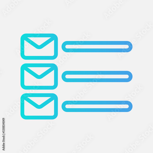Email list icon in gradient style, use for website mobile app presentation