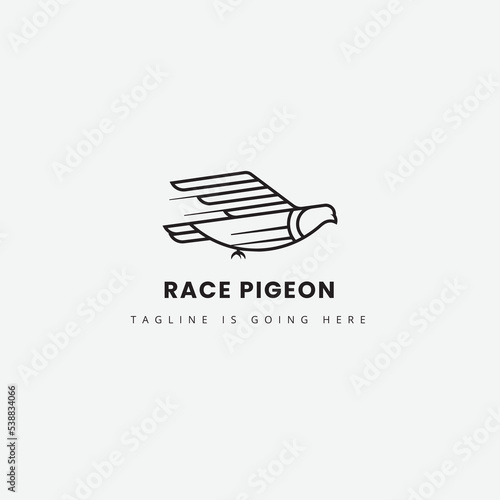 Pigeon fast race logo, pigeon design concept with line symbol fast. perfect for pigeon speed race logos, travel or shipping.