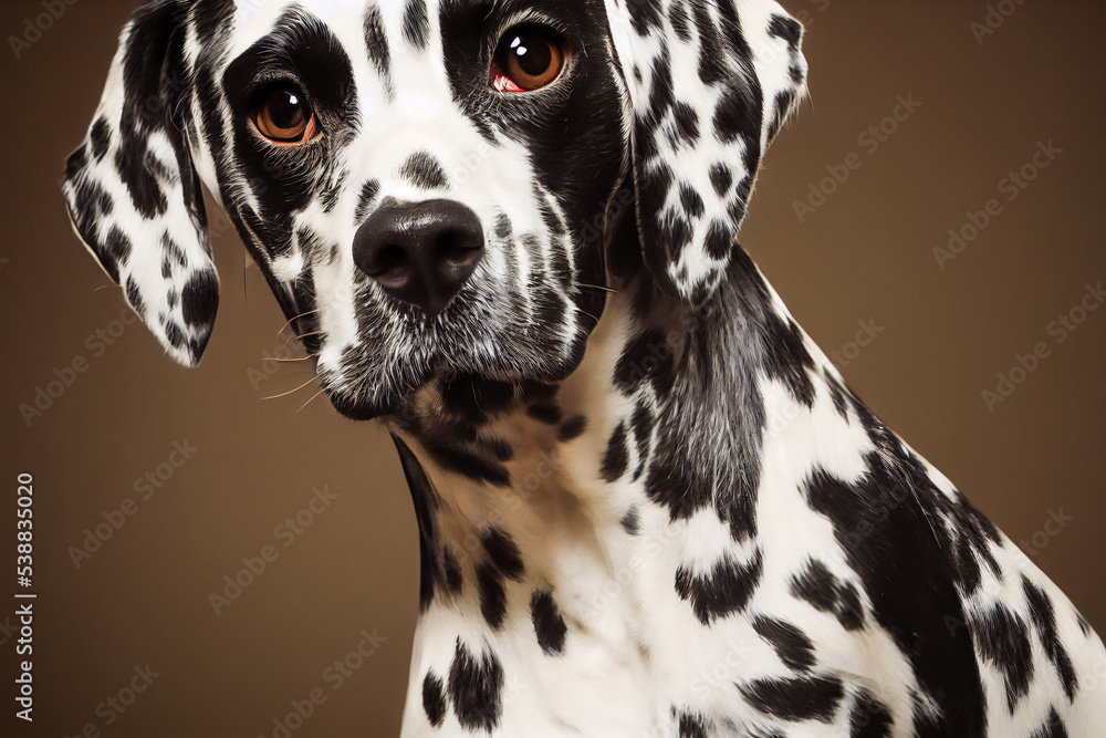 Beautiful dalmatian dog on neutral background, cute and minimalist, 3d illustration Beautiful dalmatian dog on neutral background, cute and minimalist, 3d illustration