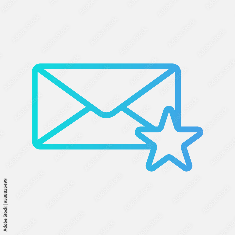 Favourite icon in gradient style about email, use for website mobile app presentation Favourite icon in gradient style about email, use for website mobile app presentation