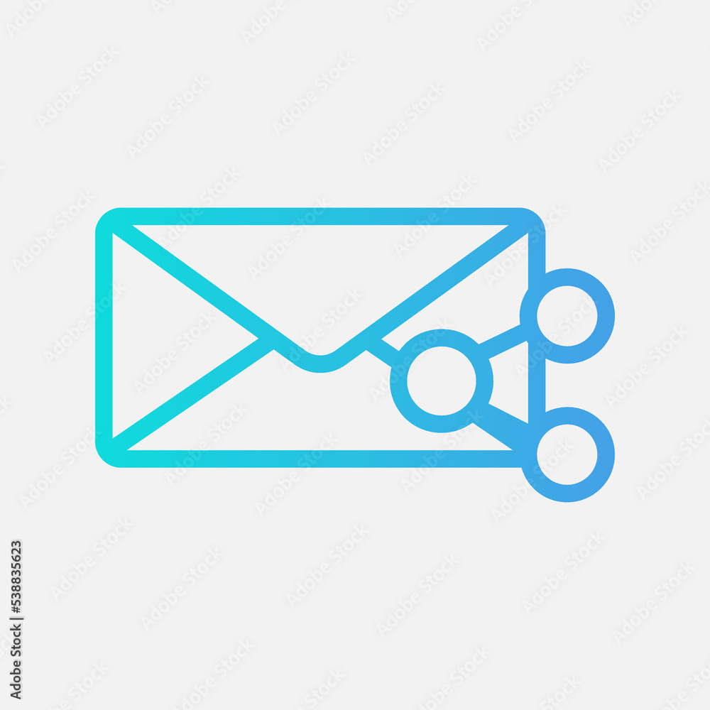 Share icon in gradient style about email, use for website mobile app presentation Share icon in gradient style about email, use for website mobile app presentation