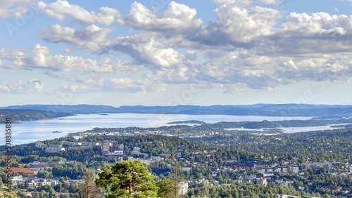 Photography vue panoramique d'Oslo depuis Holmenkollen