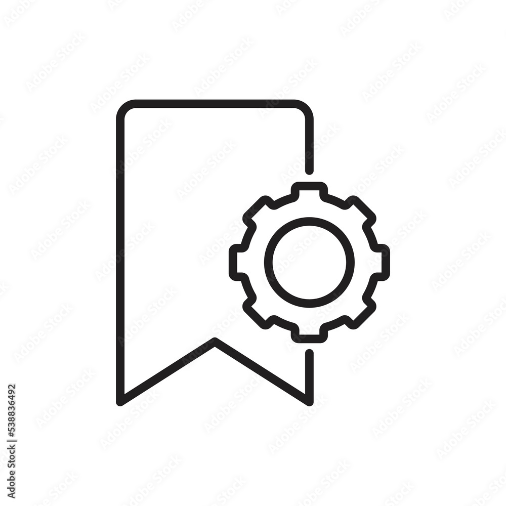 Bookmark with gear icon design. bookmark settings icon. isolated on white background. vector illustration