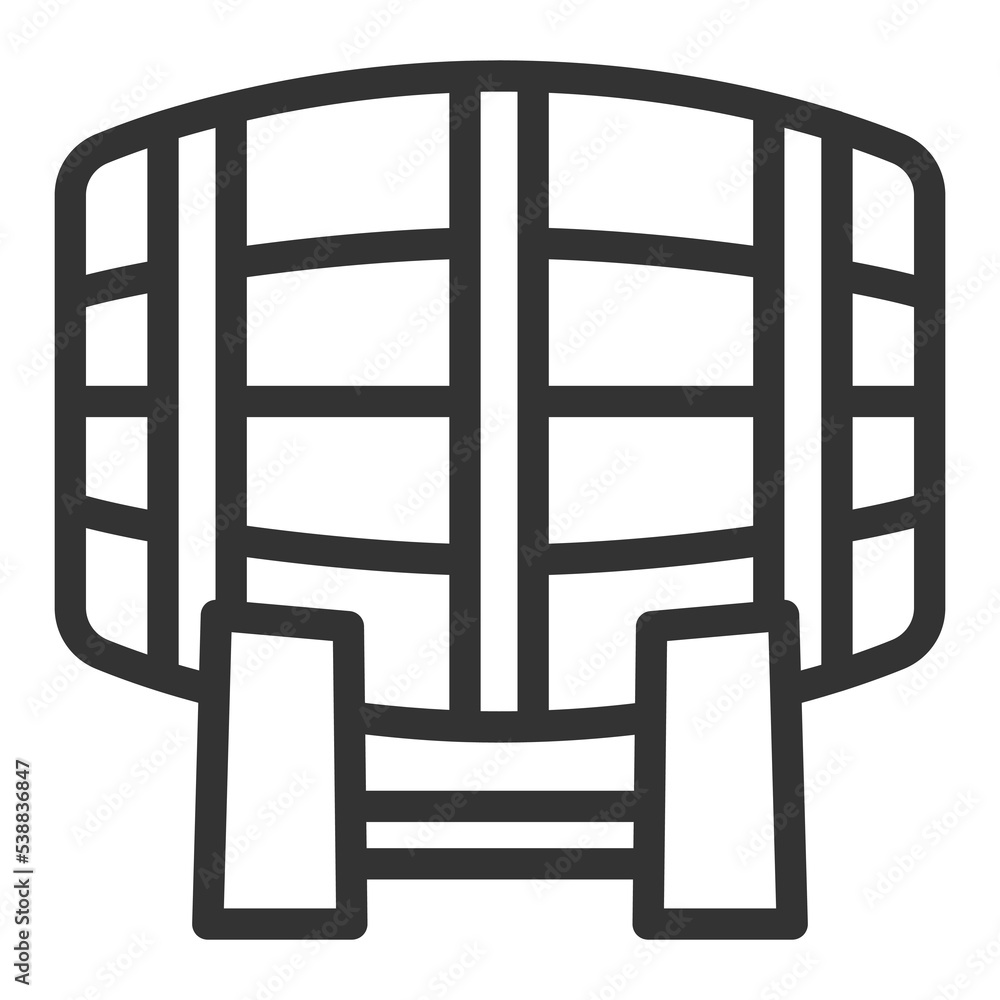 Barrel of wine on a stand - icon, illustration on white background, outline style Barrel of wine on a stand - icon, illustration on white background, outline style