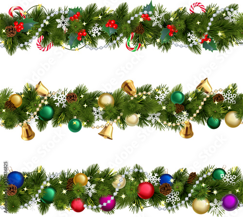 Vector Christmas Pine Triple Border