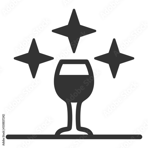Glass of wine and stars - icon, illustration on white background, glyph style
