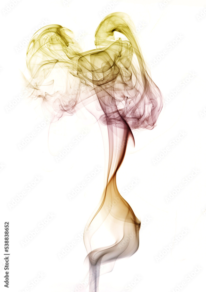 colorful abstract smoke isolated on white background