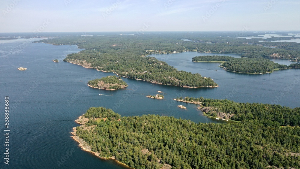 survol de l'archipel de Stockholm en suède	