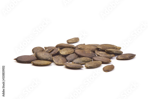 Black Melon Seeds, close-up, isolated on white background.