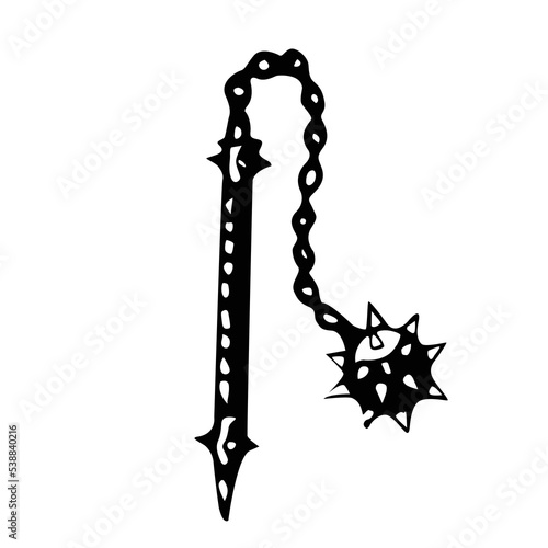 Morgenstern medieval or Medieval Mace Ancient weapon black and white design. illustration-vector. 