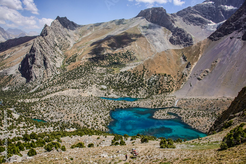 The beautiful Alauddin Lakes, Fann Mountains, Tajikistan photo