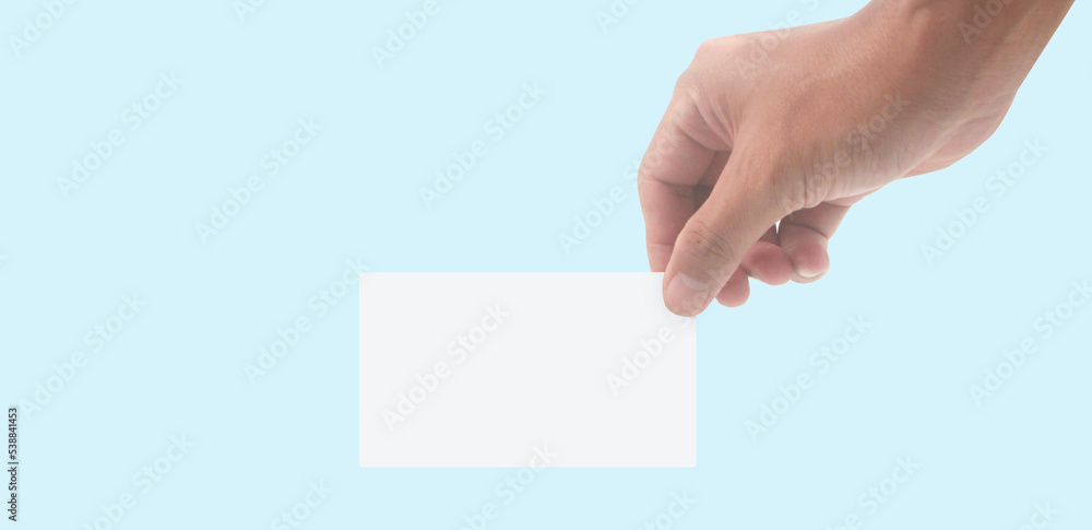 Obraz premium Close up of hand holding virtual card with. Credit card