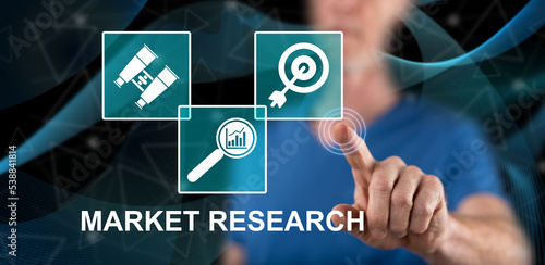 Man touching a market research concept