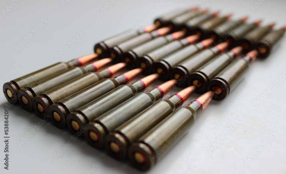 Union Cartridges In Caliber 5.45 Laid Out Eight In A Rows Studio Isolated Angle View
Union Cartridges In Caliber 5.45 Laid Out Eight In A Rows Studio Isolated Angle View
