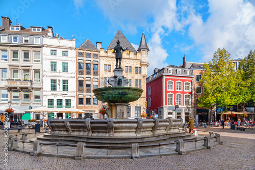 The Karlsbrunnen, also market fountain, is located on the market in Aachen directly in front of the Aachen town hall.