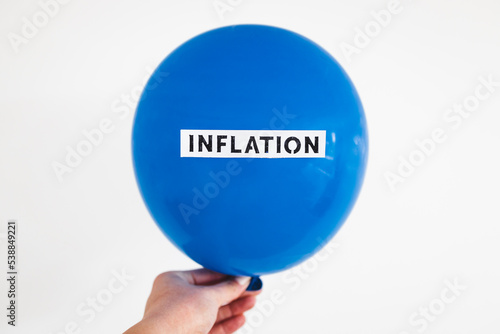 inflation text on top of big inflated balloon, the post-pandemic economy concept