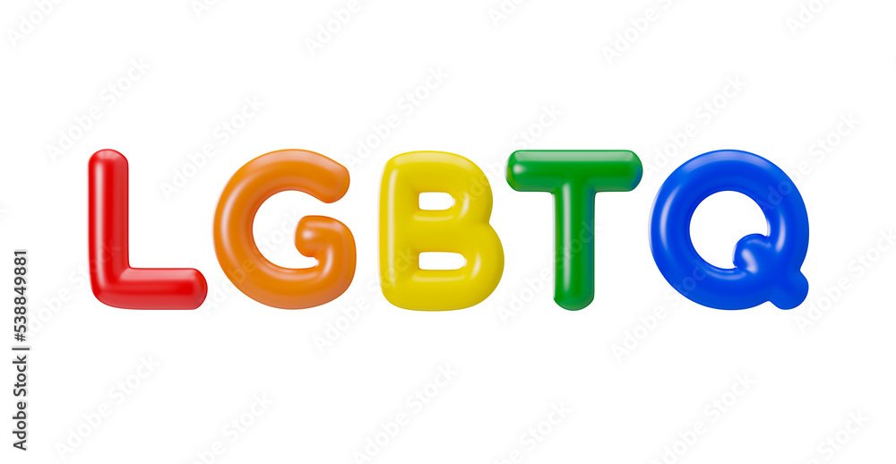 Rainbow LGBTQ letters on transparent background. LGBT community, include lesbians, gays, bisexuals and transgender people. Alternative love. Diversity, homosexuality, equal marriage. 3D rendering. Rainbow LGBTQ letters on transparent background. LGBT community, include lesbians, gays, bisexuals and transgender people. Alternative love. Diversity, homosexuality, equal marriage. 3D rendering.