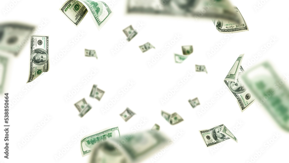 Fototapeta premium Money falling. American money. Washington American cash, usd background.
