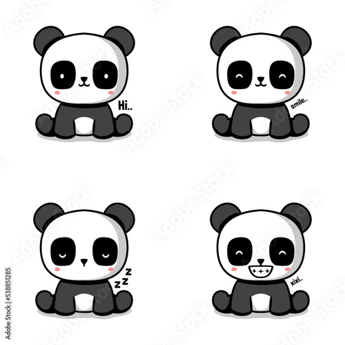 Fototapeta Naklejka Na Ścianę i Meble -  vector illustration of cute panda emoji