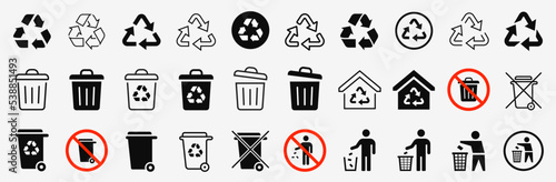Recycle & Trash can icons set Fototapet