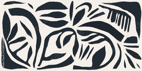 Hand drawn minimal abstract organic shapes pattern. Collage contemporary print. Fashionable template for design.