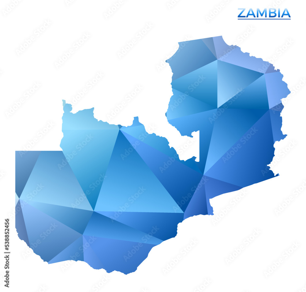 Vector polygonal Zambia map. Vibrant geometric country in low poly style. Illustration for your infographics. Technology, internet, network concept. Vector polygonal Zambia map. Vibrant geometric country in low poly style. Illustration for your infographics. Technology, internet, network concept.