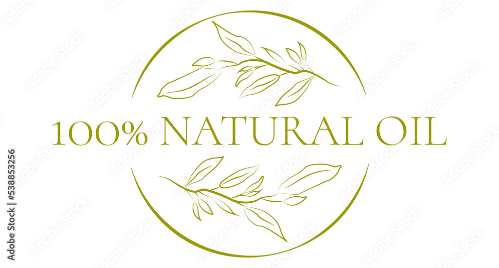 Natural olive oil icon vector illustration. Elegant Logo template with olive branch - simple linear style