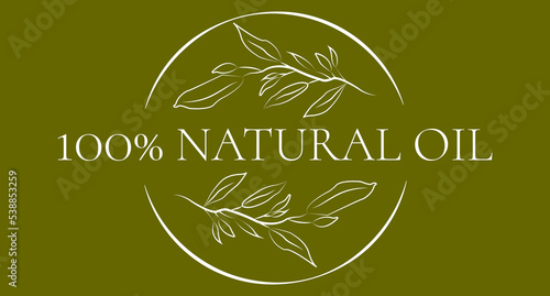 Natural olive oil icon vector illustration. Elegant Logo template with olive branch - simple linear style
