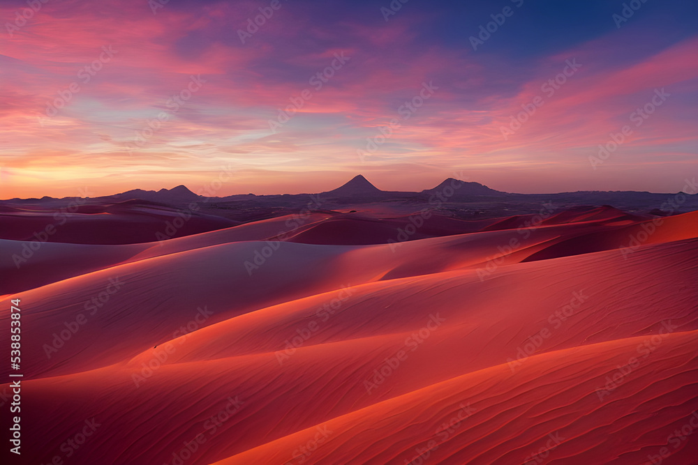 Naklejka premium A beautiful warm sunset over the desert.