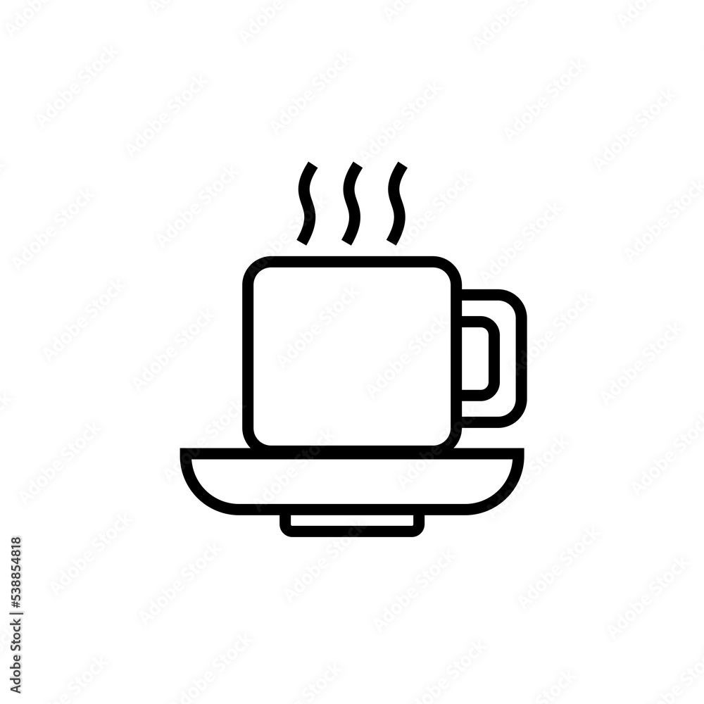 Cup of tea with tea bag line icon isolated on white background Cup of tea with tea bag line icon isolated on white background