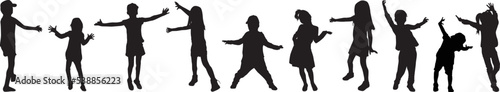 Dancing children. Silhouettes people conceptual.	