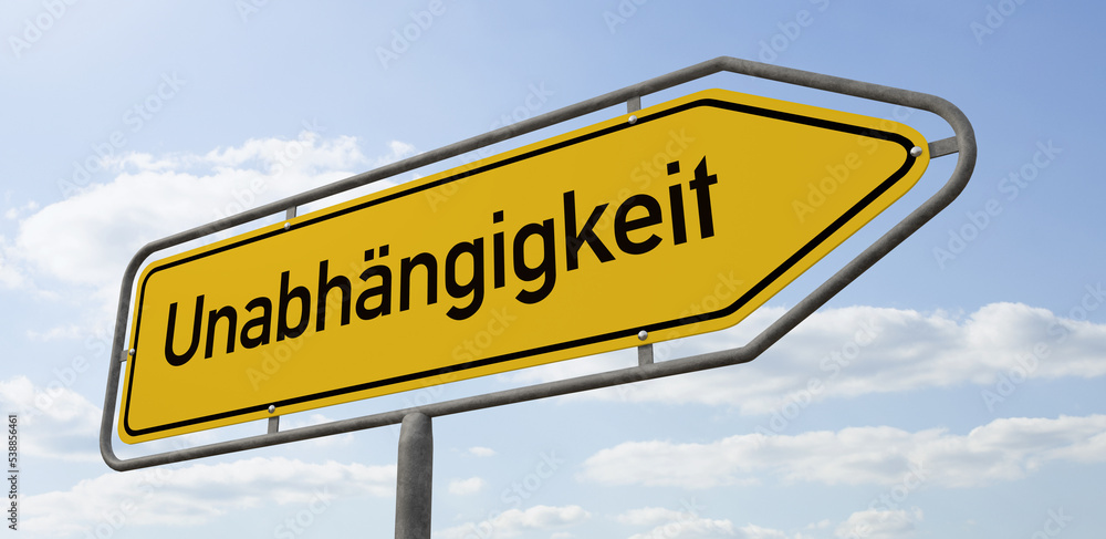 Fototapeta premium Pfeilwegweiser mit der Beschriftung Unaghängigkeit