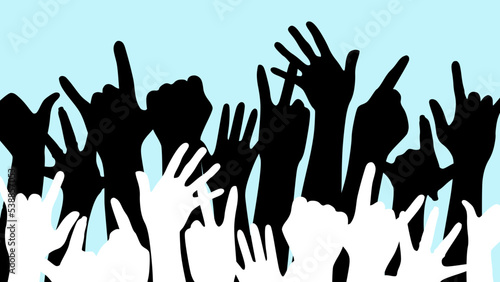 Silhouettes of hands making gestures about love, peace and rights, vector illustration