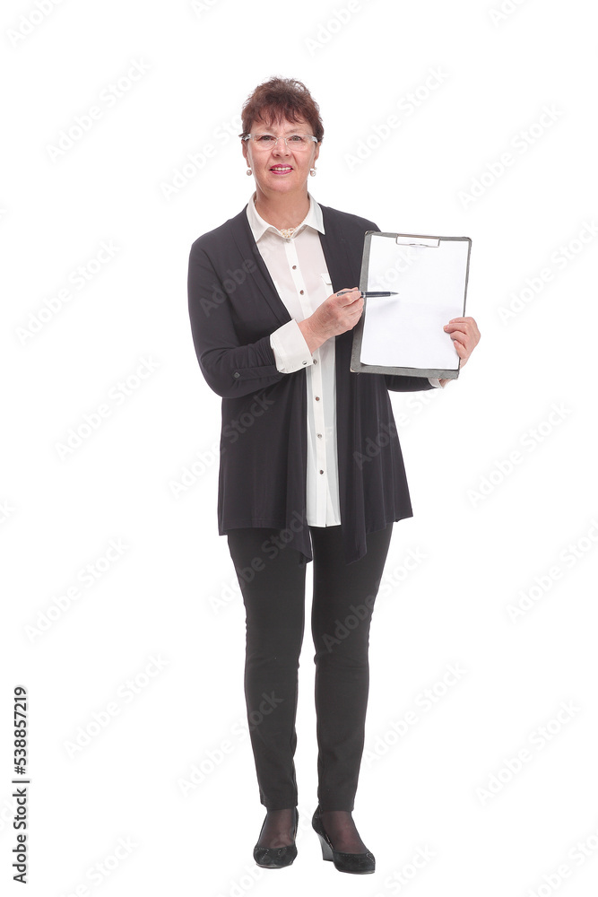 Senior caucasian business woman holding clipboard over isolated background Senior caucasian business woman holding clipboard over isolated background
