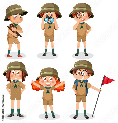 Children in camping outfit