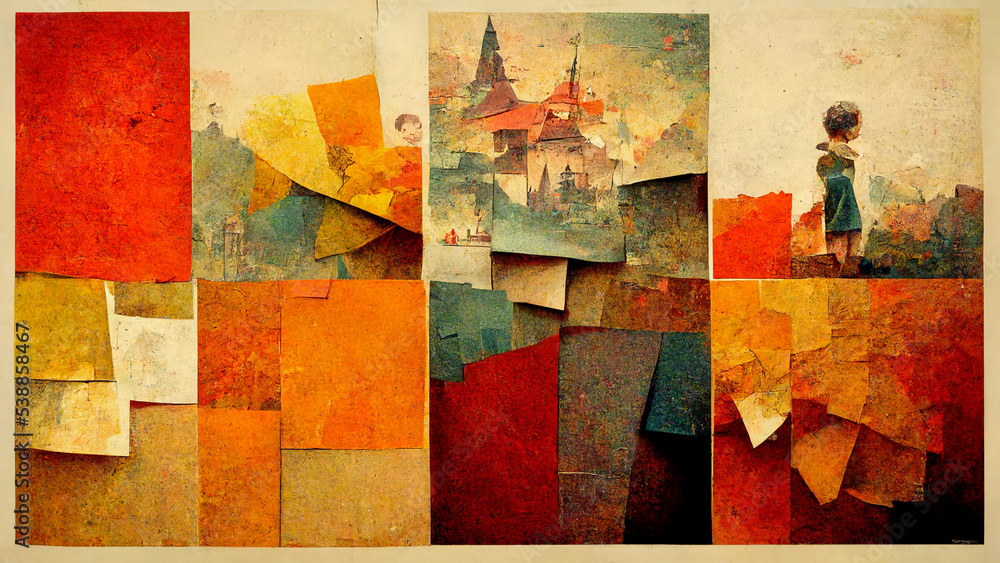 Colorful square pattern as panorama background