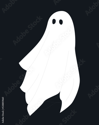 White ghost icon. Sticker for social networks and instant messengers. Terrible and scary character, phobia and nightmare. Magic, mysticism and sorcery, witchcraft. Cartoon flat vector illustration