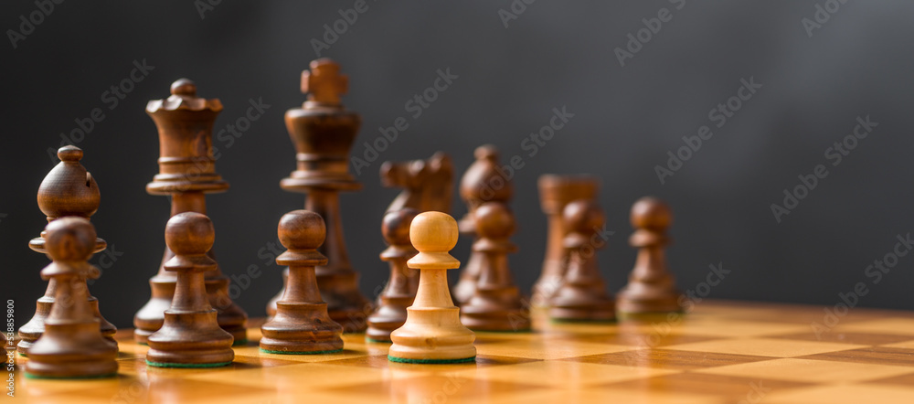 Concept with chess pieces - One against all Concept with chess pieces - One against all