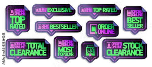 Order online stickers set - top rated, exclusive, best seller, total clearance, most popular