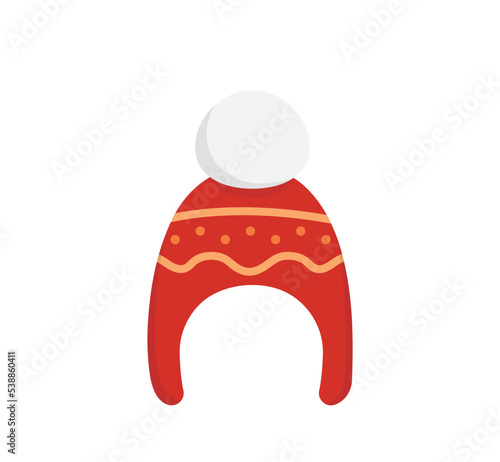 Elements of Christmas: woolen hat, warm winter hat, christmas hat, vector cartoon style