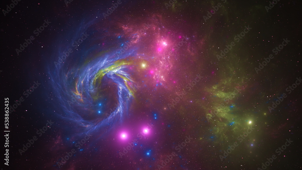 Cosmic nebula in space among stars and galaxies. Gas dust clouds nebula ...