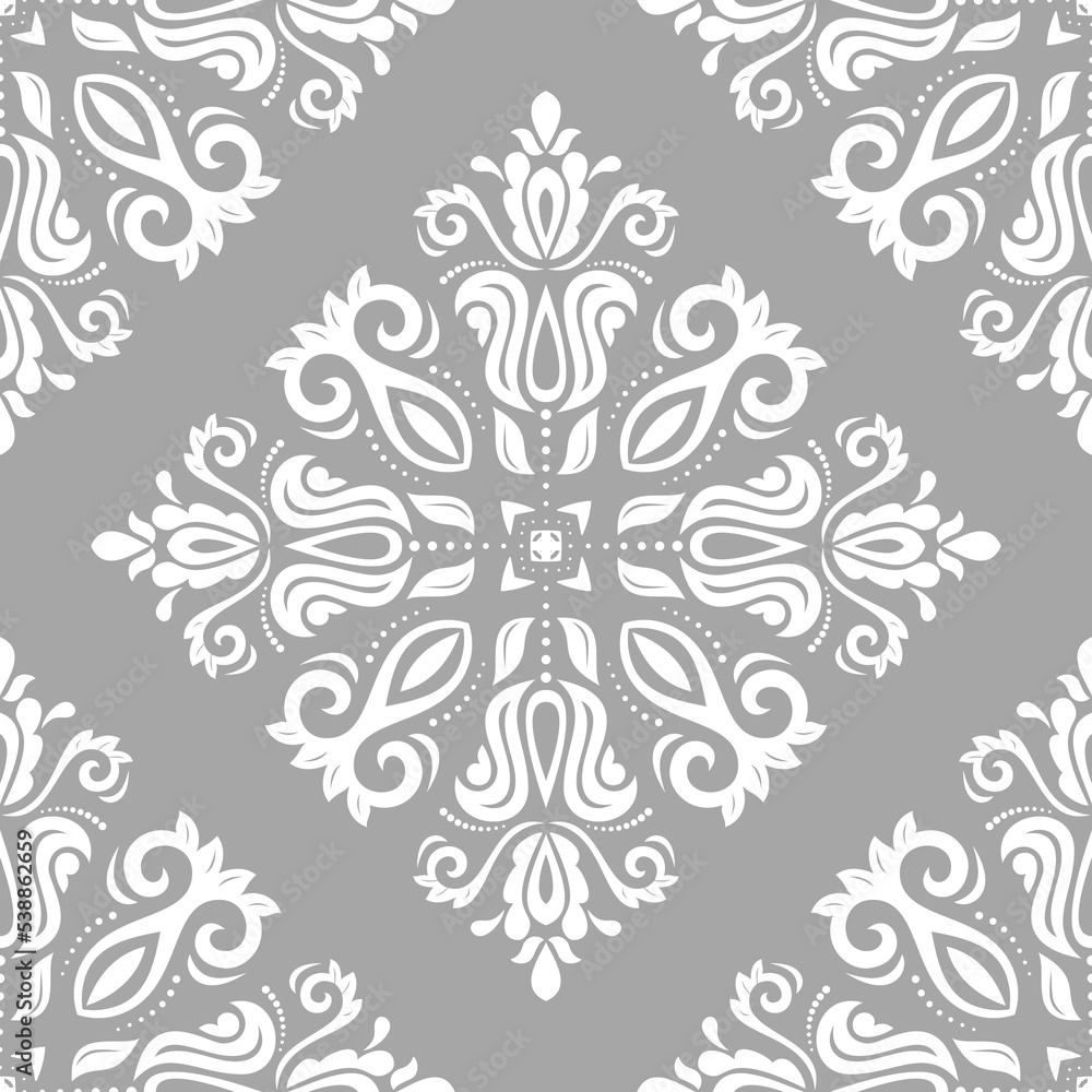 Classic seamless vector light beige and white pattern. Damask orient ornament. Classic vintage background. Orient pattern for fabric, wallpapers and packaging