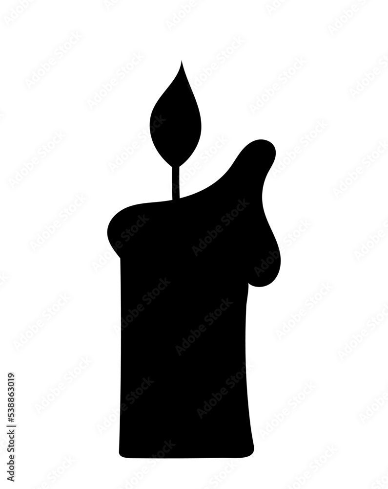 Obraz premium Halloween candle silhouette. Equipment for conducting mystical rituals and ceremonies. Graphic element for printing on fabric. Mysticism, fantasy and witchcraft. Cartoon flat vector illustration