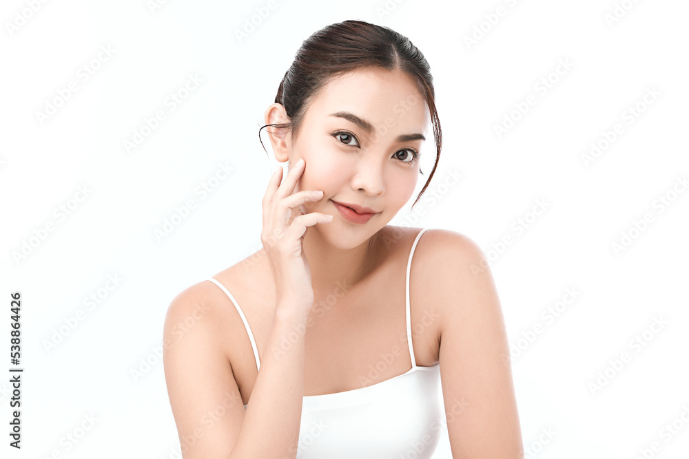 Beautiful young asian woman with clean fresh skin on white background, Face care, Facial treatment, Cosmetology, beauty and spa, Asian women portrait. Beautiful young asian woman with clean fresh skin on white background, Face care, Facial treatment, Cosmetology, beauty and spa, Asian women portrait.