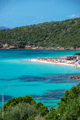 Tuerredda beach surrounded with it's famous turquoise sea, in the coast of Sardinia. Tuerredda bay Coast, Sardinia, Italy. 