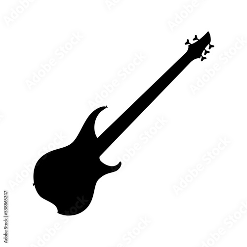Electric bass guitar icon. Black silhouette of guitar. Music instrument icon isolated. Vector illustration.